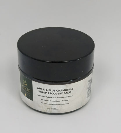 Amla and Blue Chamomile Scalp Recovery Balm by Ndop Botanical for natural hair growth and itchy scalp treatment.